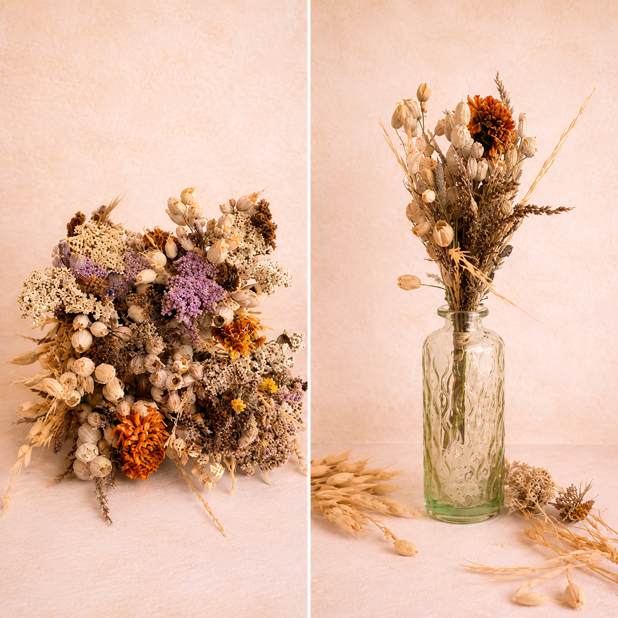 Composition de fleurs séchées naturelles